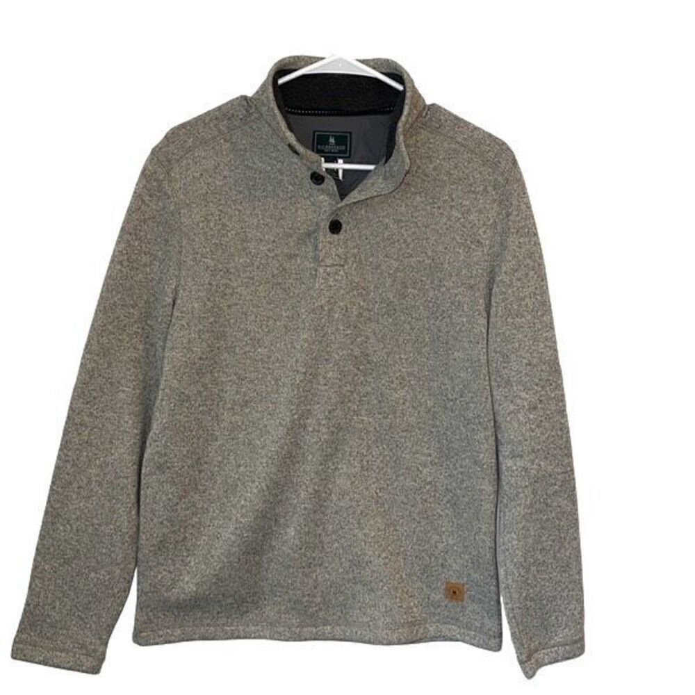 G.H. Bass & Co Mens 1/4 Button Henley Fleece Pullover Sweater Gray Small